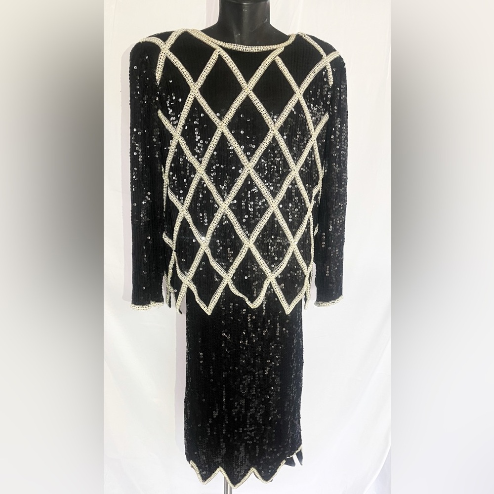 Vintage Judith Ann Silk Beaded Sequin 100% Silk Skirt Top Evening Wear Set